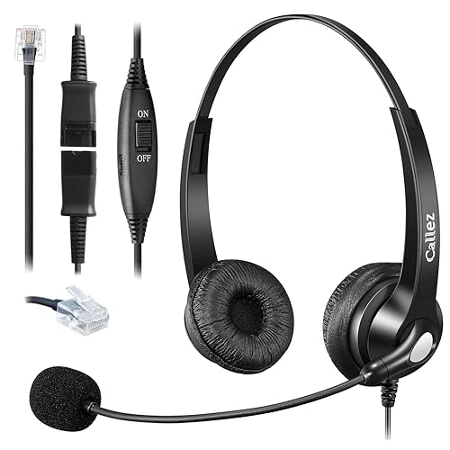 Callez RJ45 Telephone Headset with Microphone Noise Cancelling, Quick Disconnect Phone Headset Compatible with Mitel/Aastra 6865i 6867i 6869i Siemens