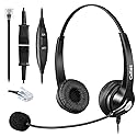 Callez RJ45 Telephone Headset with Microphone Noise Cancelling, Quick Disconnect Phone Headset Compatible with Mitel/Aastra 6865i 6867i 6869i Siemens