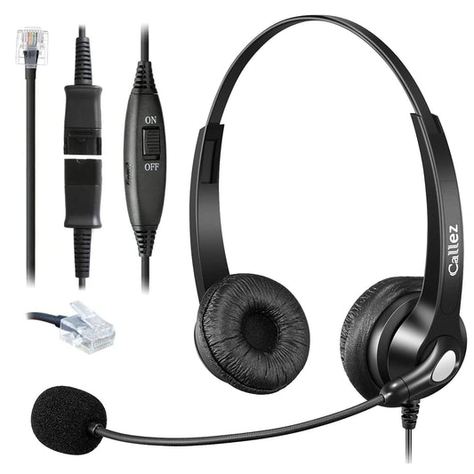Callez RJ45 Telephone Headset with Microphone Noise Cancelling, Quick Disconnect Phone Headset Compatible with Mitel/Aastra 6865i 6867i 6869i Siemens