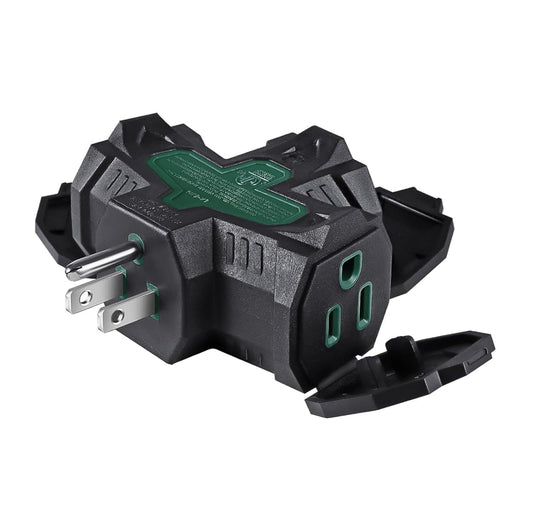 FiiMan 3 Outlet Indoor Outdoor Wall Adapter, ETL Listed 3-Prong Grounded Outlet Splitter, Weatherproof Heavy Duty Multi Outlet Power Plug Extender