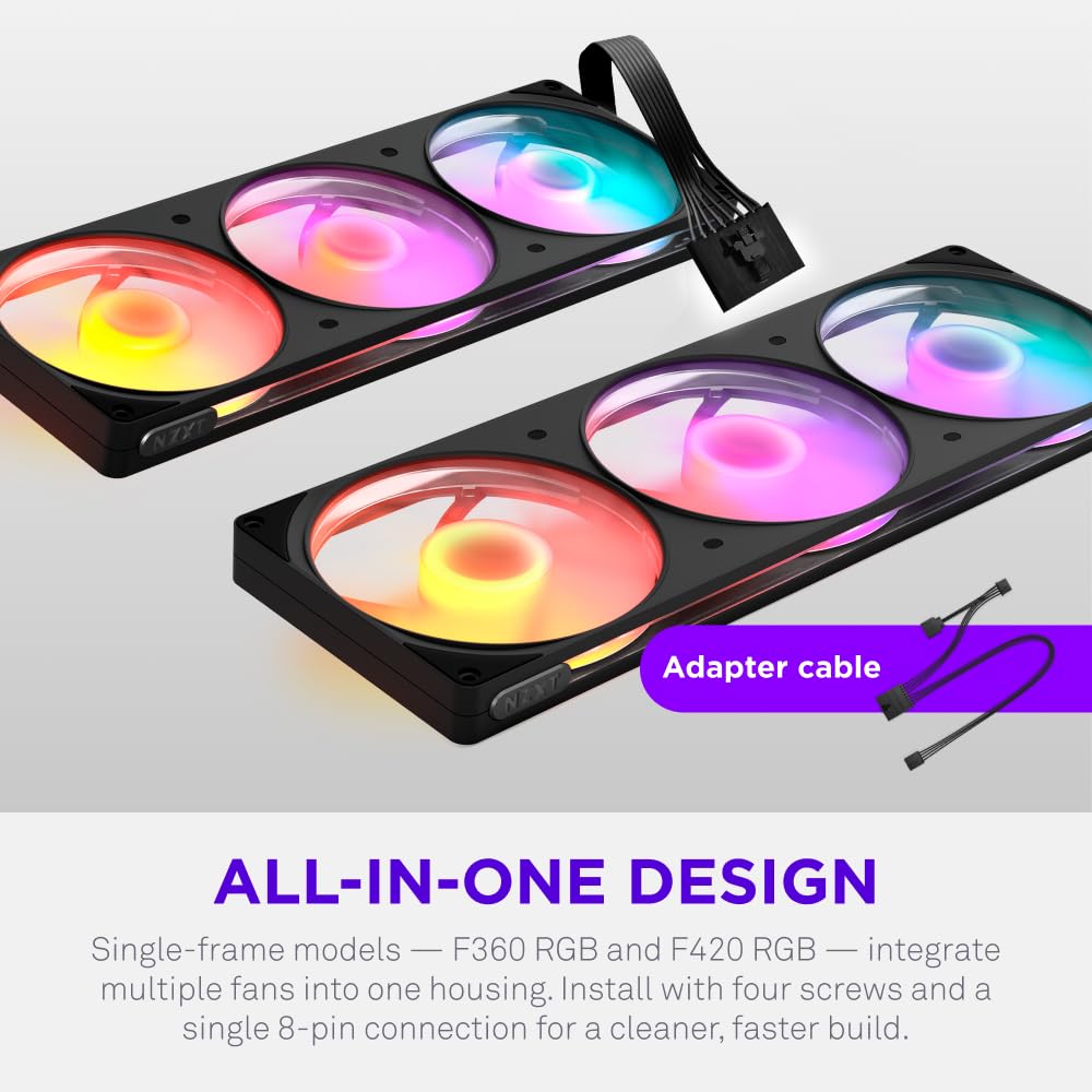 NZXT F420 RGB - 420mm Single-Frame PWM RGB Fan - Black