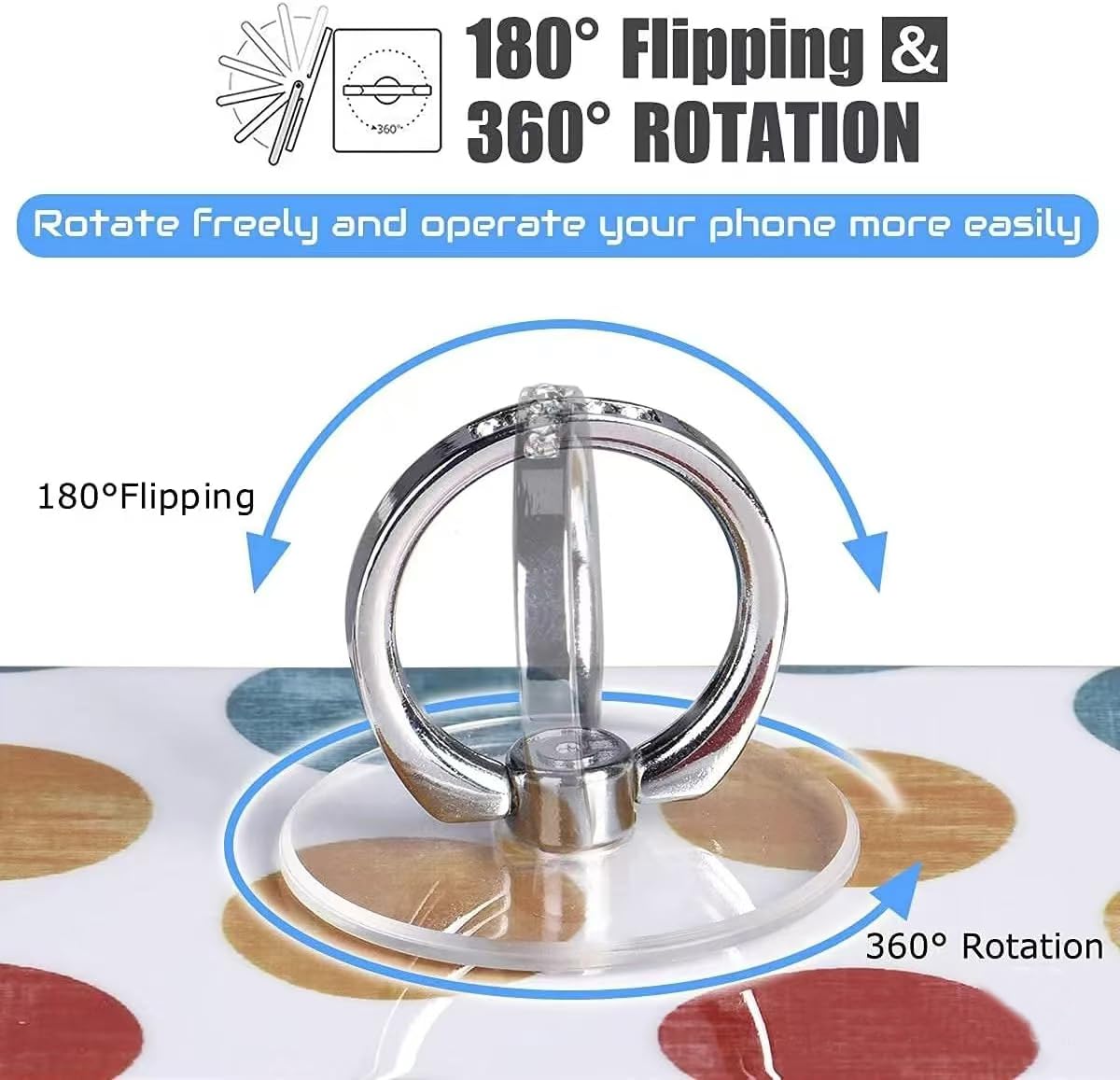Cell Phone Ring Stand Holder?2Pcs Transparent Finger Ring Kickstand?360 Degree Rotation Hand Phone Ring Grip for All Mobile Phone(Round)