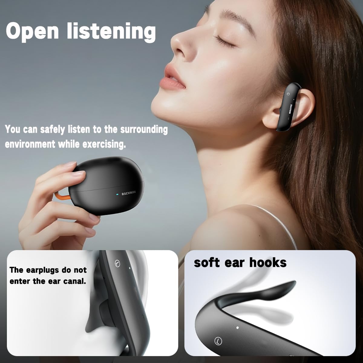 Open Earbuds,Deep bass Non In Ear Bluetooth Headphones,Comfortable Sports Open Ear Wireless Earphones with High Fidelity Sound,Immersive experience…