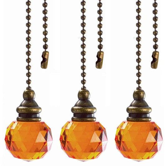 Akahttbn Ceiling Fan Pull Chain, Extension Chains with Decorative Orange Ball Pendant, 12 Inches Fan Pulls Set For Ceiling Light Lamp Fan Chain,3 Pcs