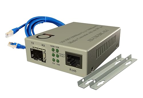 Fiber to Ethernet Converter | Open SFP slot Gigabit to RJ45 10/100/1000 Fiber Media Converter | Plug & Play | Universal - Supports All Single / Multi