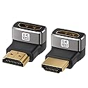 8K 90 Degree HDMI 2.1 Adapter 2 Pack, (Up and Down) Right Angle HDMI Male to Female HDMI L-Shaped Connector Extender Support 8K@60Hz,4K@120Hz
