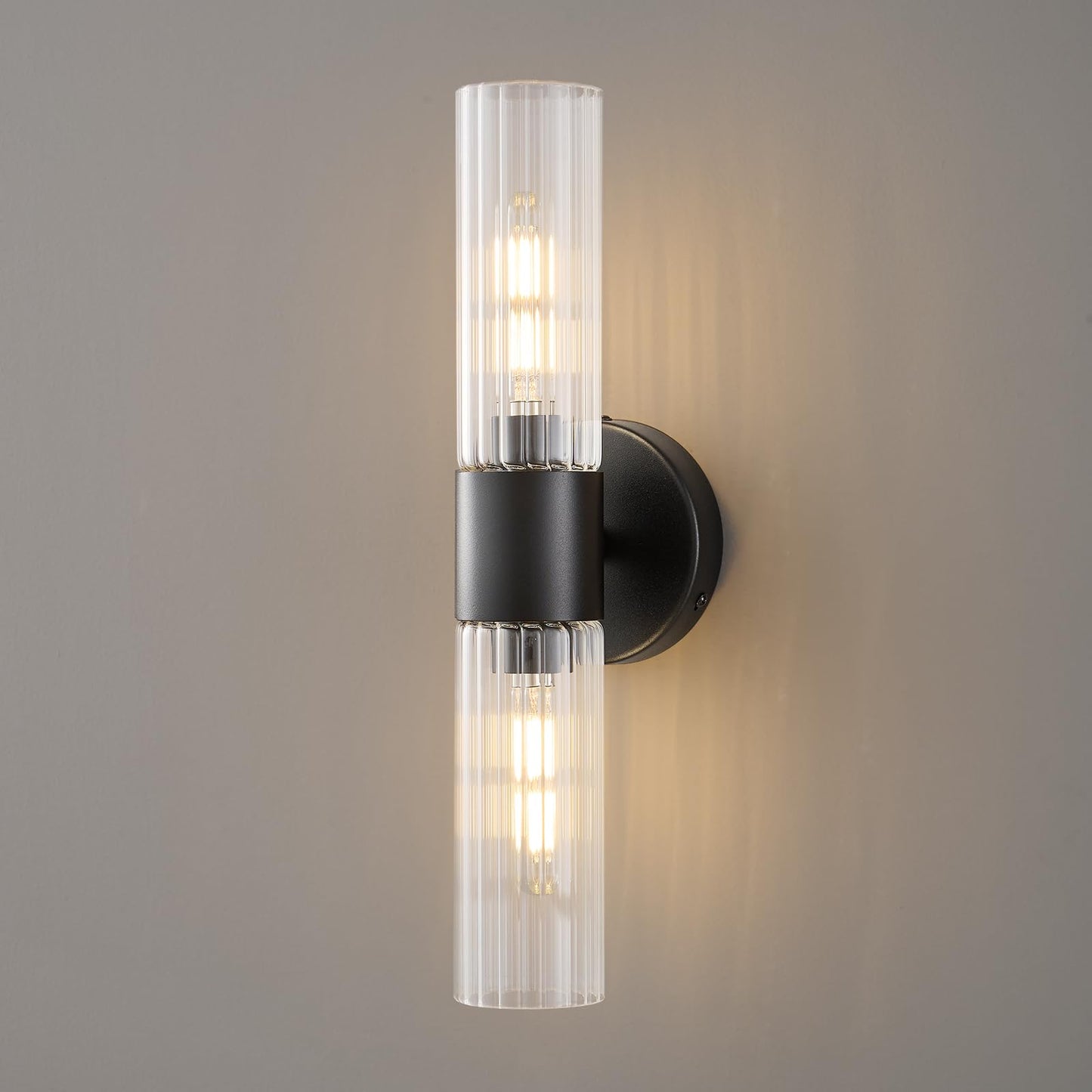 Timeweave Bathroom Light Fixtures 2-Light, Modern Vanity Light for Bathroom, Wall Sconce, Bath Light with Glass Rods Shades for Mirror Bedroom Hallway