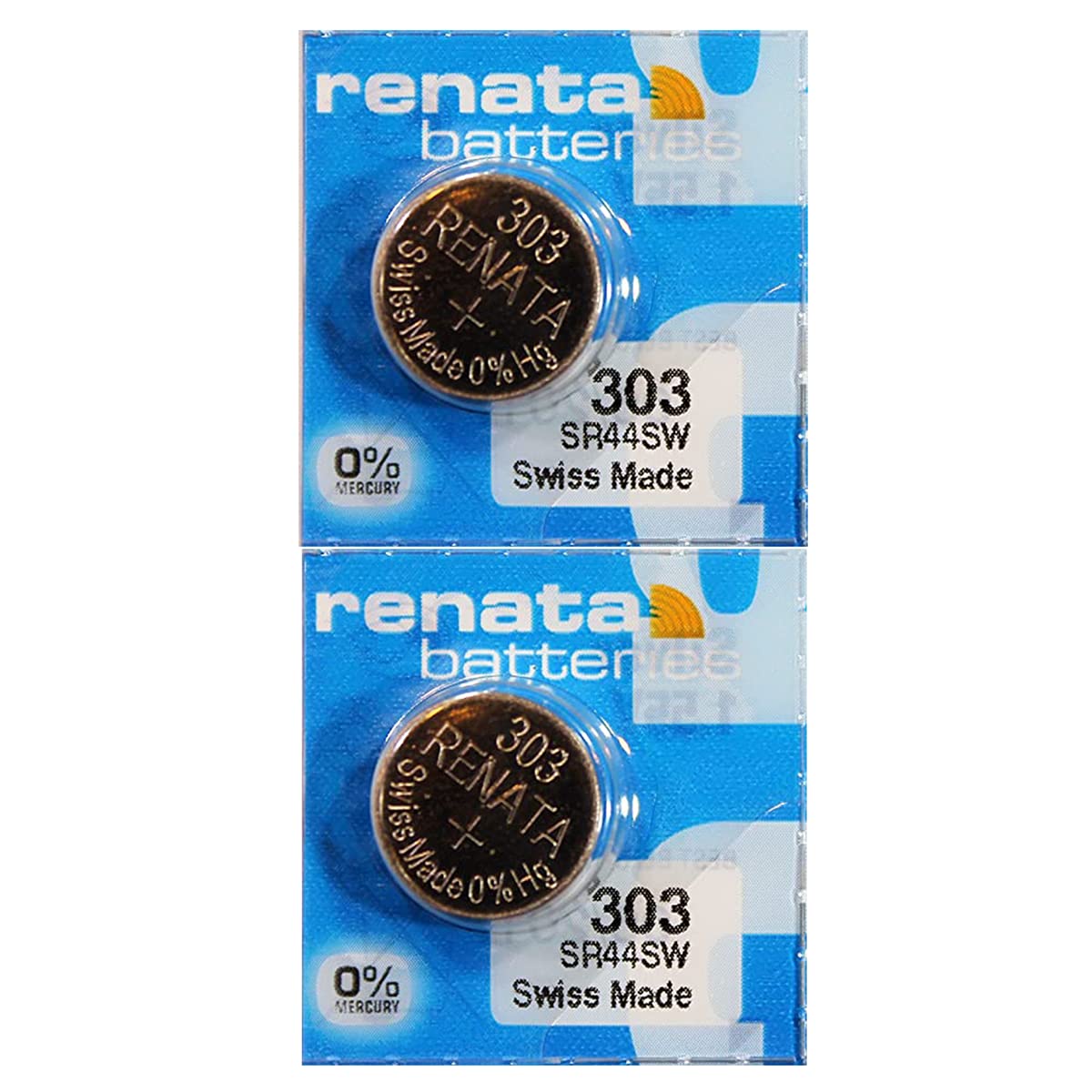 Renata 303 SR44SW Batteries - 1.55V Silver Oxide 303 Watch Battery (2 Count)