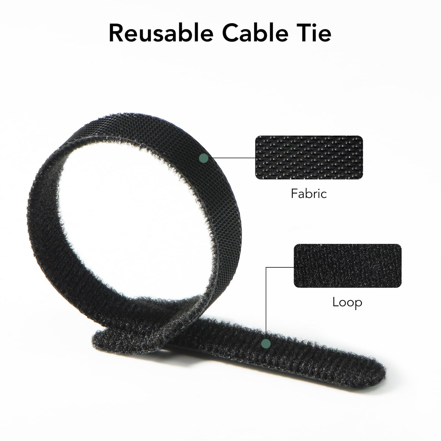 50PC 8 In Reusable Cable Ties, Multi-Purpose Cord Ties for Electronics, Cable Management Ties, Adjustable Fastening Hook and Loop StrapsHome/Office