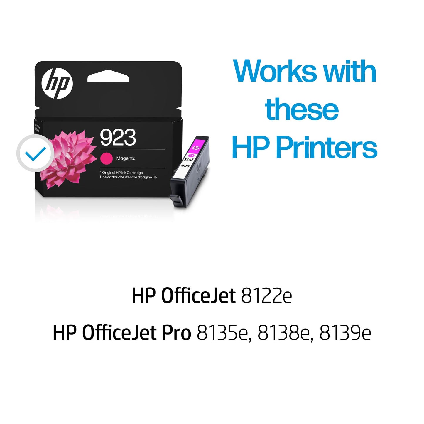 HP 923 Magenta Ink Cartridge | Works with OfficeJet 8120, Pro 8130 Series | 4K0T1LN