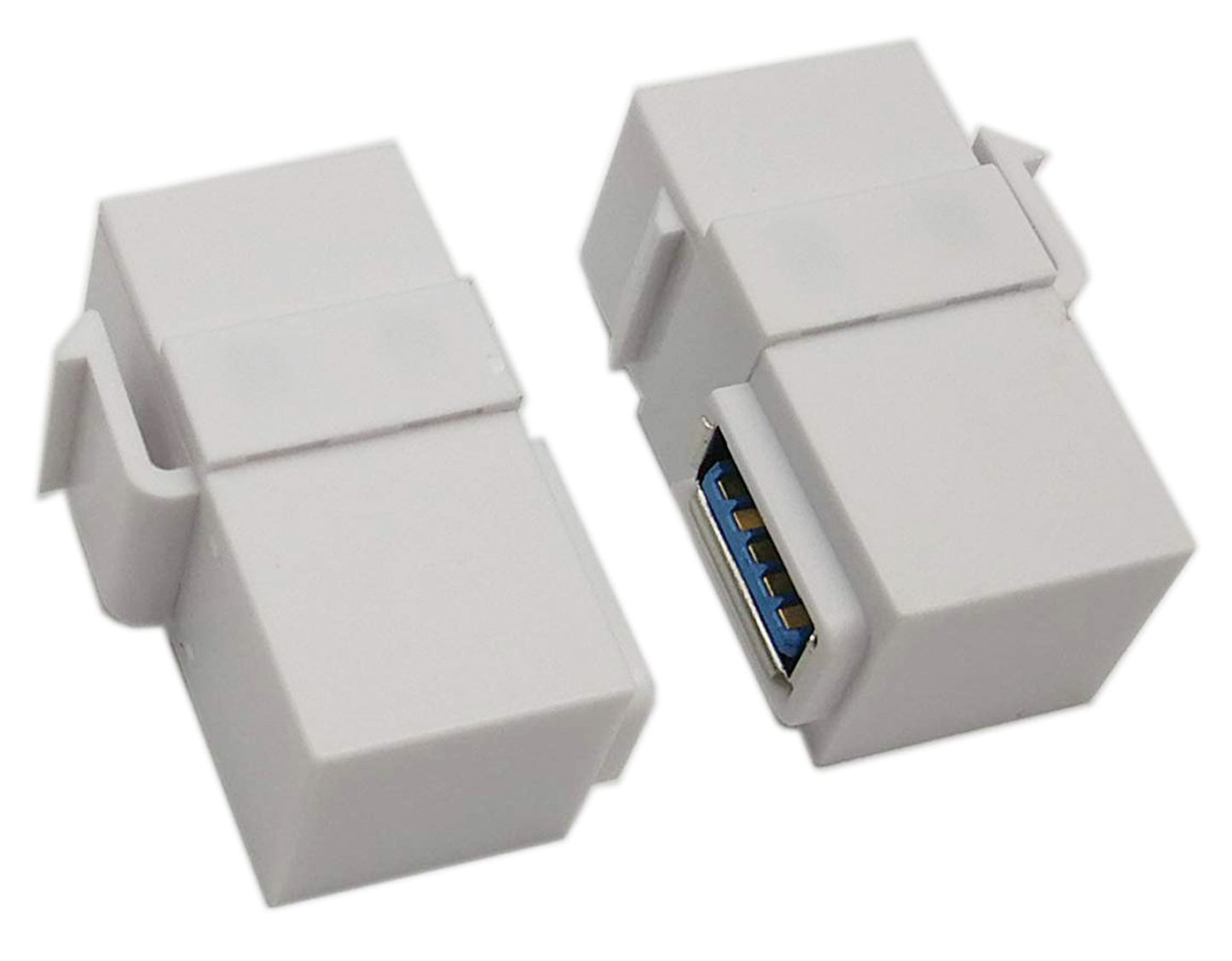 USB 3.0 Keystone Jack Inserts, zdyCGTime (2-Pack) 90 Degree Right Angled USB 3.0 Adapters Female to Female Connector for Wall Plate Outlet Pane…