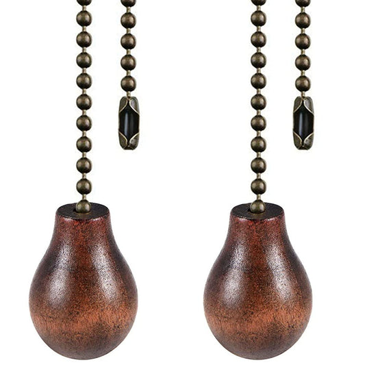 Akahttbn Ceiling Fan Chain Extenders - 12 Inch Walnut Wooden Pendant Pull Chain Extension for Ceiling Light Lamp - 2 Pcs (Bronze)