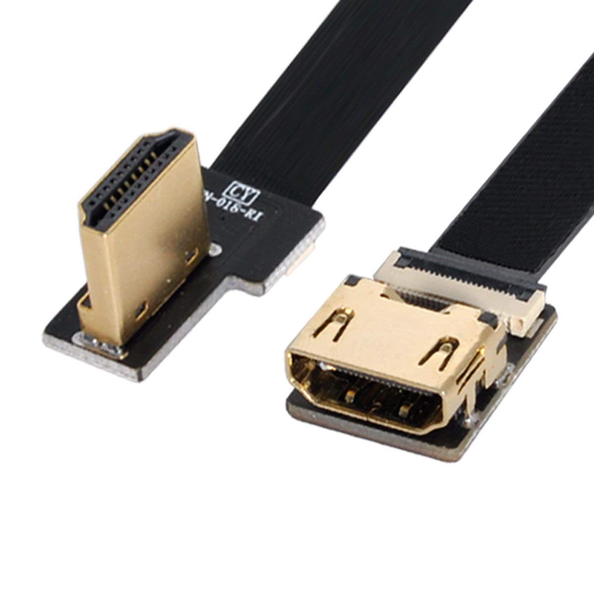 xiwai CYFPV Right Angled 90 Degree HDMI Male to Female FPC Flat Cable for HDTV Multicopter Aerial Photography (0.5M)