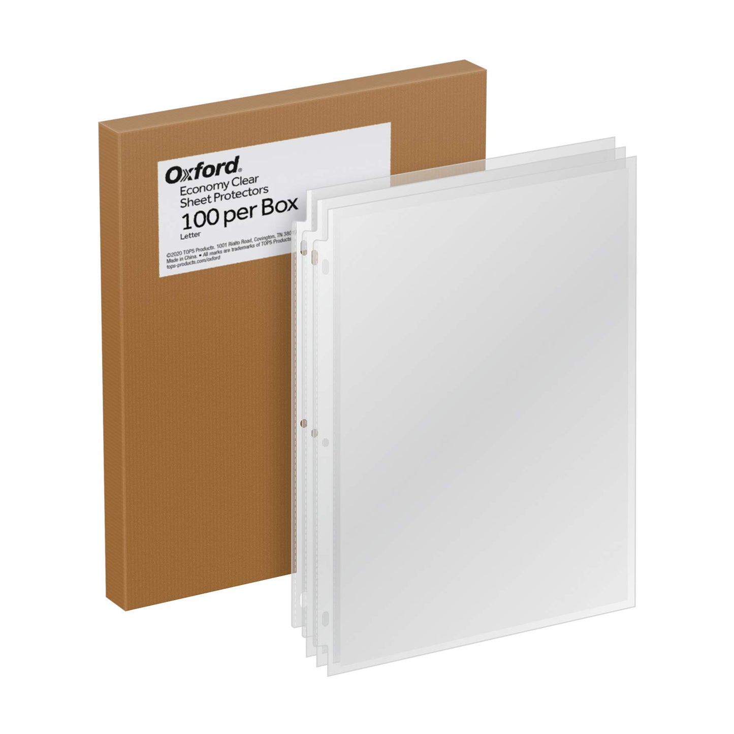 Oxford Sheet Protectors, 100 Pack, Letter Size (8.5 x 11), Heavy Duty Clear Sheet Protectors for 3 Ring Binder, Top Loading, Reinforced Holes