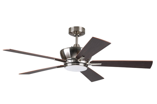 Litex Industries WE52BNK5LR Litex Wendling Modern 52”Ceiling Fan Brushed Nickle Finish with 5 Glazed Cherry/Mahogany Reversible Blades, Remote