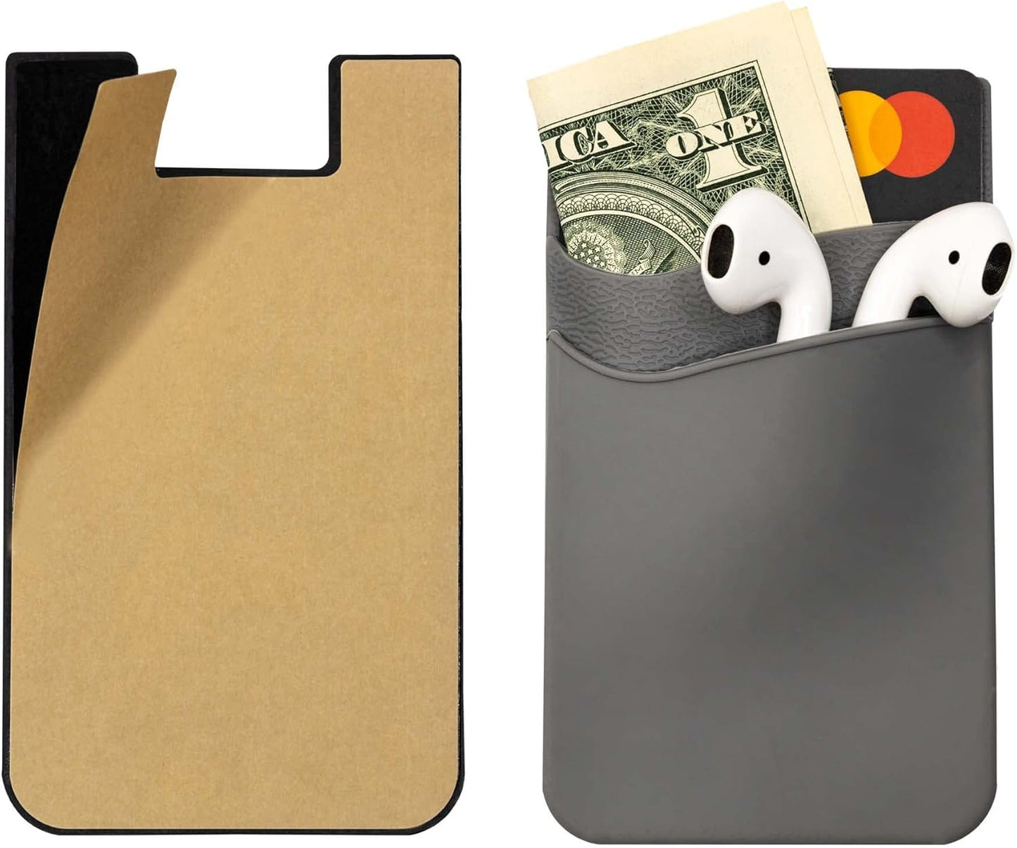 Nuke Armor Silicone Phone Card Holder Double Slot Pocket, Stick on Wallet, Adhesive Credit Card Pouch - Pack of 2, Yellow