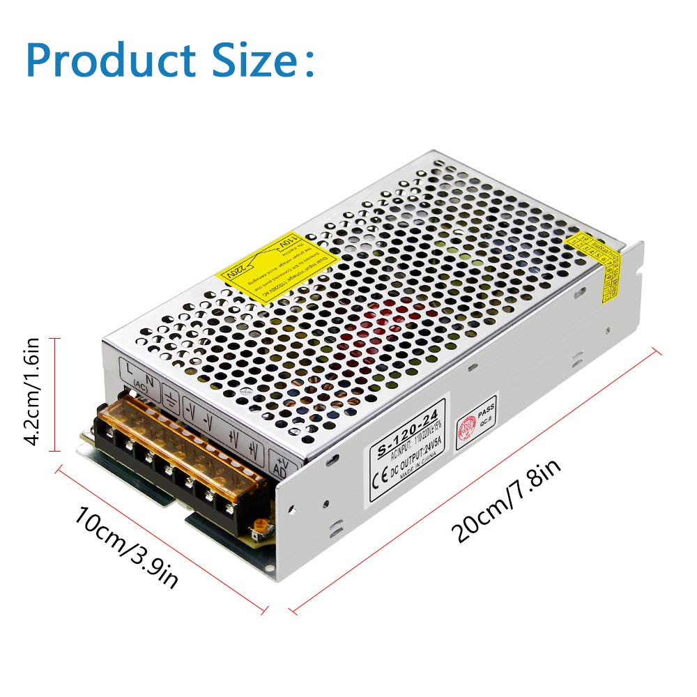 SHNITPWR 24V 5A 120W Switching Power Supply Adapter Transformer AC 110V 220V to DC 24 Volt 5amp 4.5A 4A 3.5A 3A 2A 1A Converter LED Driver 2 Channels…
