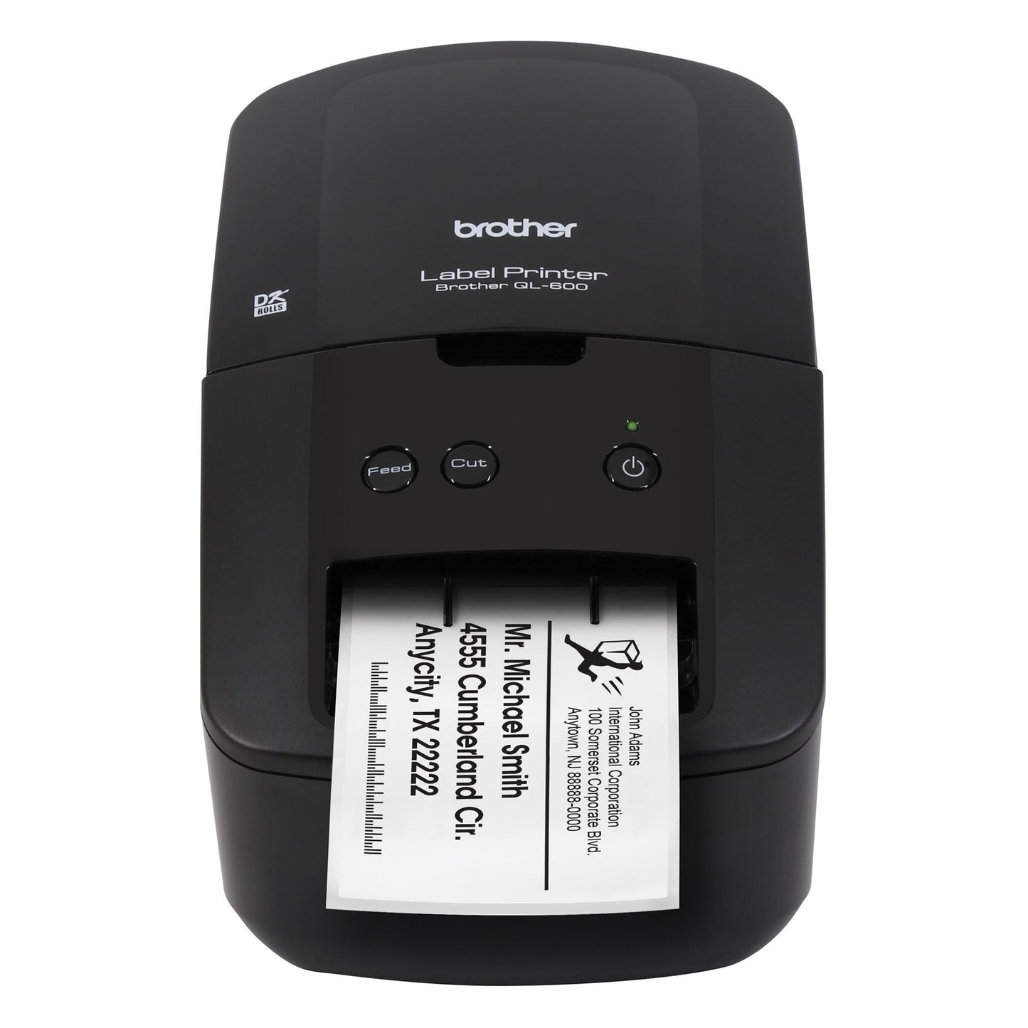 Brother QL-600 Desktop Monochrome Label Printer, up to 2.4" Label Width, No Ink Required, uses Genuine DK Drop-in Rolls for Fast Labeling and Easy