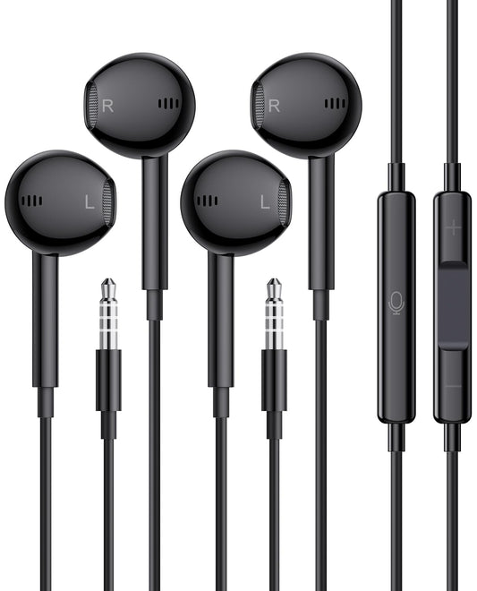 Wired Earbuds, 2 Pack 3.5mm Headphones with Microphone Clear Call HiFi Stereo Volume Control Earphones for iPhone iPad Samsung Kindle Switch MP3/4