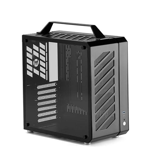 Mechanic Master C34 Compact ATX Case with Carry Handle, Portable Desktop Computer Chassis, Supports 240mm Liquid Cooling & ATX PSU, GPU up to 335mm