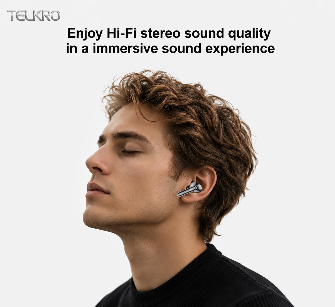 TELKRO Digital Pro 4 Wireless Earbuds, Bluetooth 5.4, Hi-Fi Stereo Sound, Long Battery Life, Hands-Free Calling, Dual LED Display, USB-C Fast