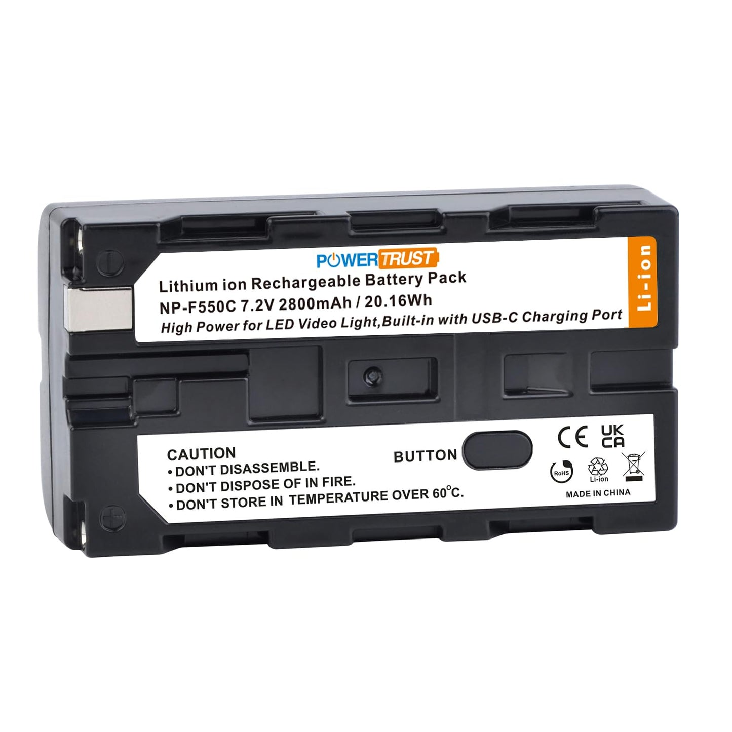 PowerTrust 2Pcs 2800mAh NP-F550 USB-C Charging Battery for NP F550 F570 F750 F770 F950 F960 F970 Batteries with Type-C Charging Port, Compatible