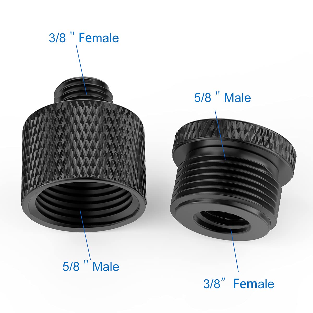 MxTong Mic Stand Adapter 5/8 to 3/8 and3/8 to 5/8 Mic Screw Adapter Thread for Microphone Stand Mount to Camera Tripod Adapter 2 Pack (mic screw