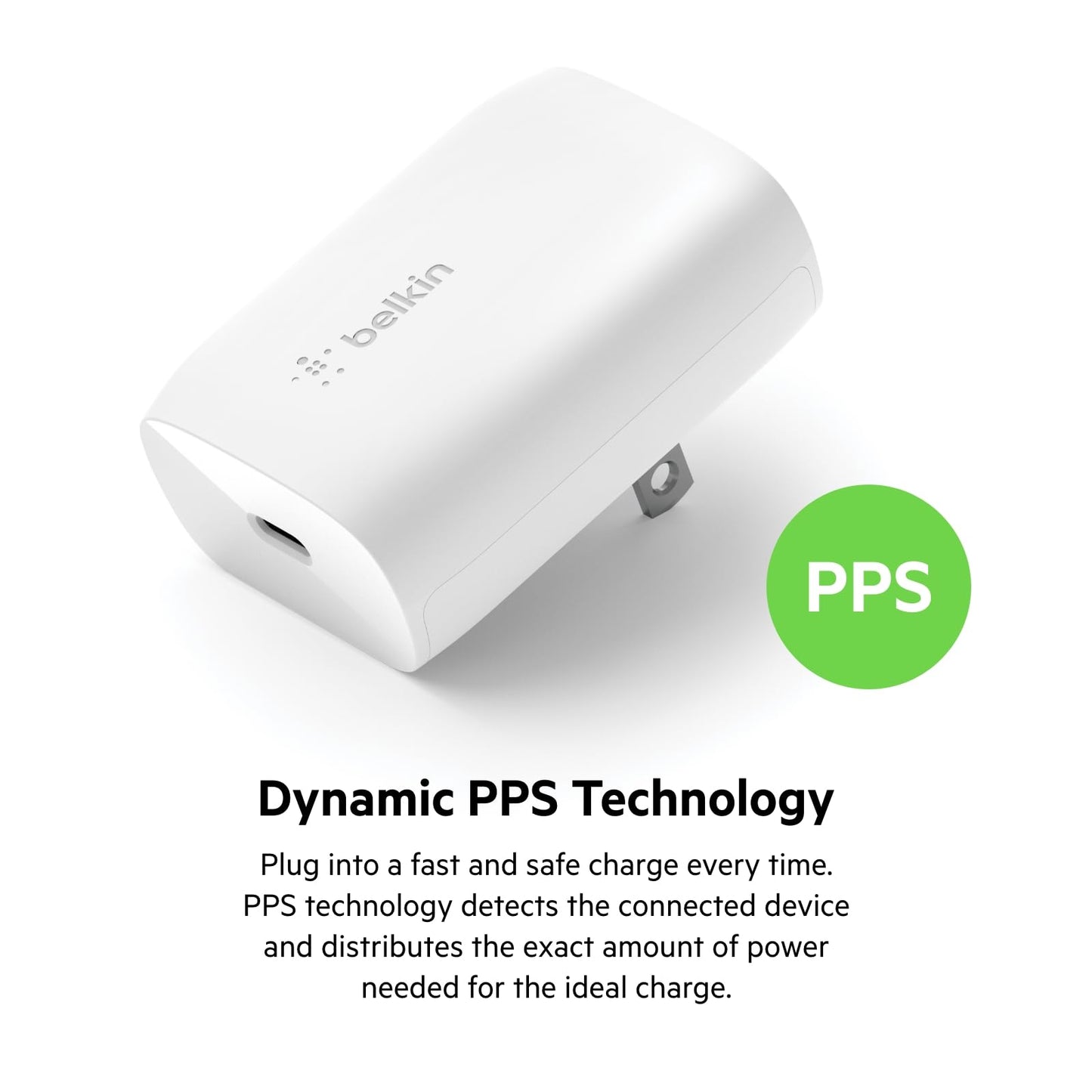 Belkin USB C Charger Block 30W, USB-C Power Delivery, PPS Super Fast Charging - Samsung Galaxy S25, Apple iPhone 17, Air, Pro Pro Max, iPad, AirPods