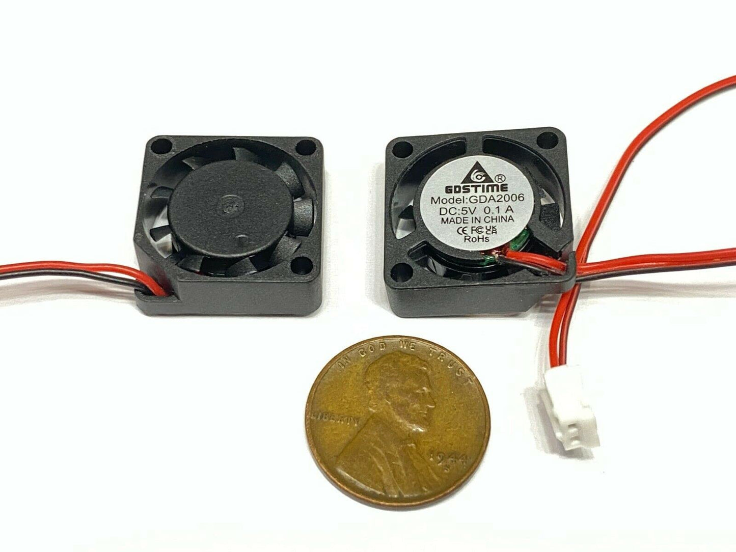 Endlessparts 2 Pieces 20mm x 6mm 5V DC Cooling Fan, Mini Axial Fan for Desktop, 1.2W, 12000RPM, 0.65CFM, 23.7dBA, 2cm, 2 Pin PH2.0 Connector