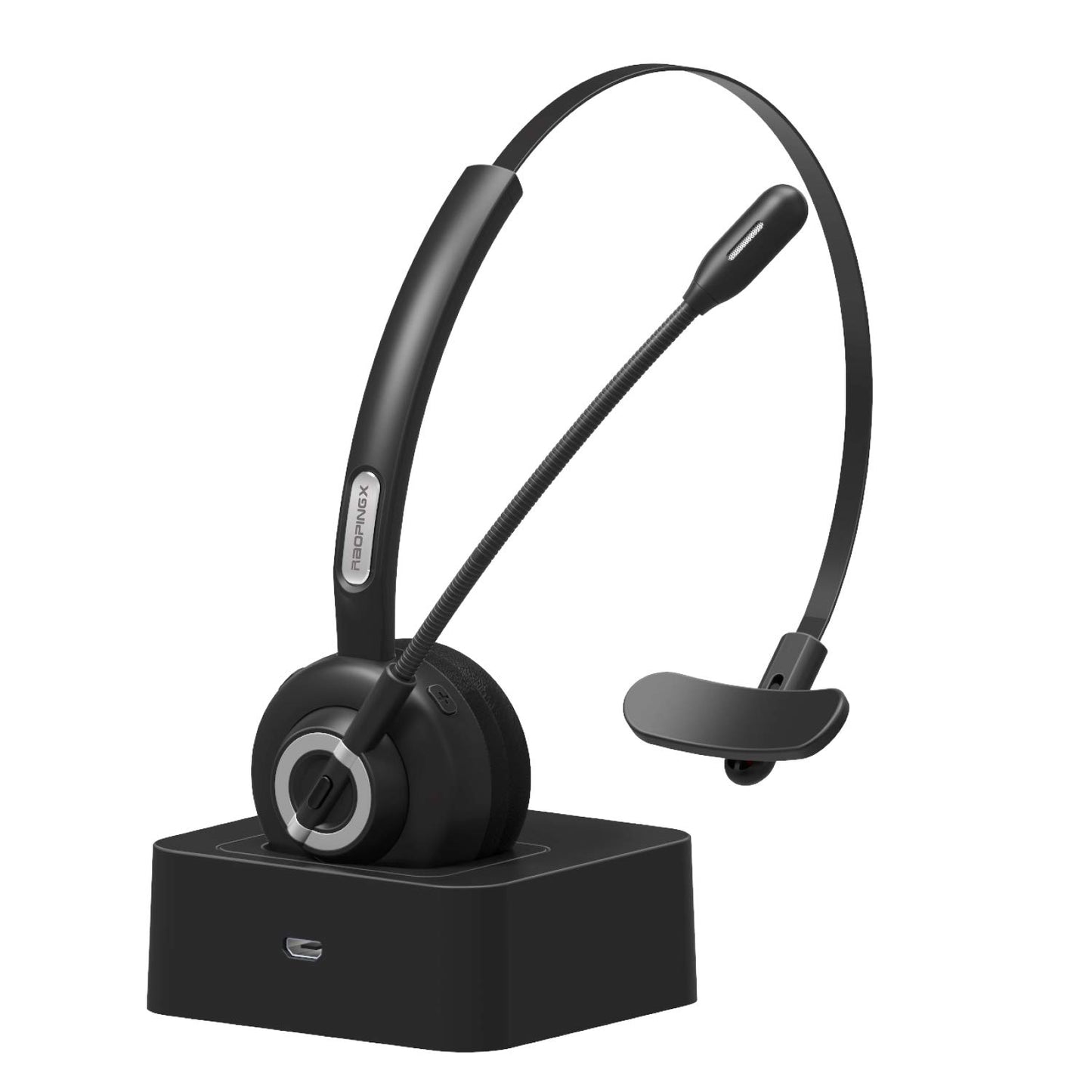 MERAIJIN Trucker Bluetooth Headset Wireless Headset with Microphone Over The Head Headphones with Noise Cancelling Sound On Ear Car Earphones Office