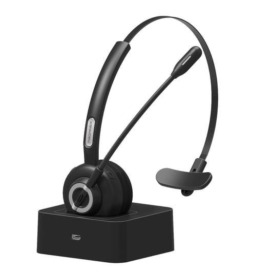 MERAIJIN Trucker Bluetooth Headset Wireless Headset with Microphone Over The Head Headphones with Noise Cancelling Sound On Ear Car Earphones Office