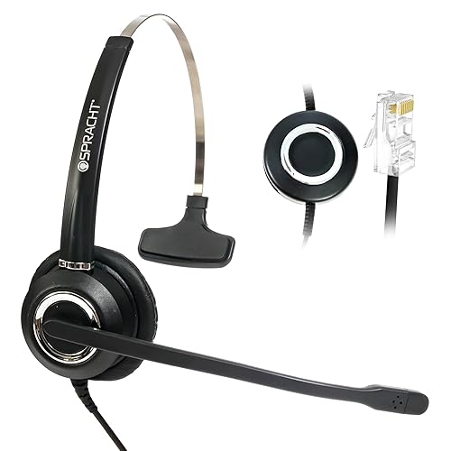Spracht Wired Headset for Desktop Phone | Single Ear Universal Headset for Office Telephones | Mono Head Set with Microphone - Works with Polycom