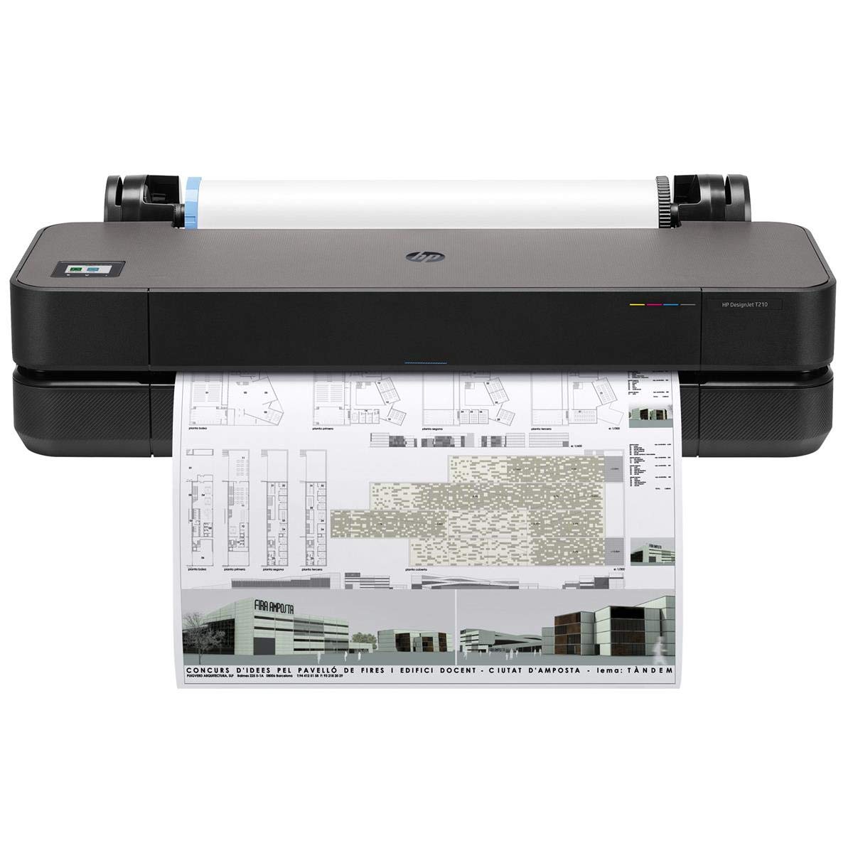 HP DesignJet T210 Large Format Printer, 24" Color Inkjet Plotter, Wireless, Bundle with 2X 712 38ml Black Ink Cartridges