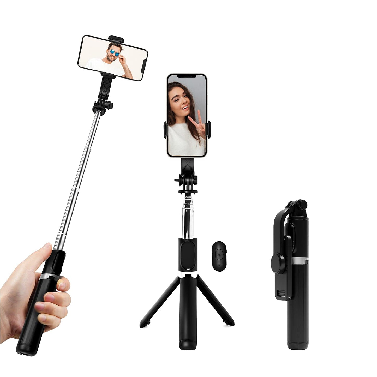 TalkWorks Selfie Stick, Remote & Tripod Set Compatible w/iPhone 15/15 Pro/15 Pro Max, 14/14 Plus/14 Pro/14 Pro Max, 13/13 Mini/Pro/Max for Streaming