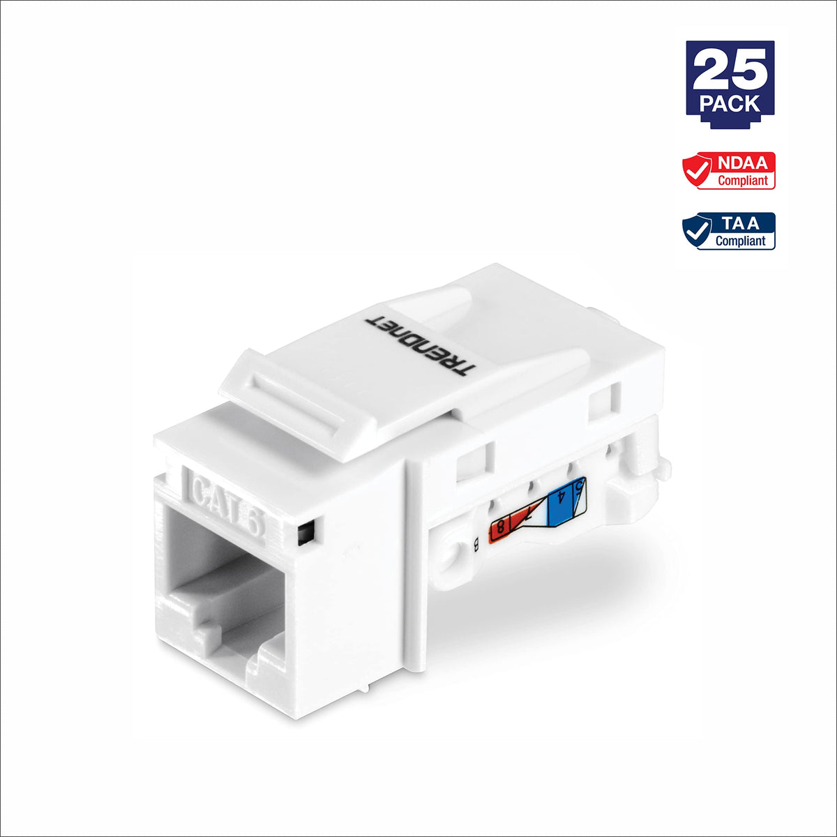 TRENDnet Cat6 Keystone Jack, 25-Pack Bundle,TC-K25C6