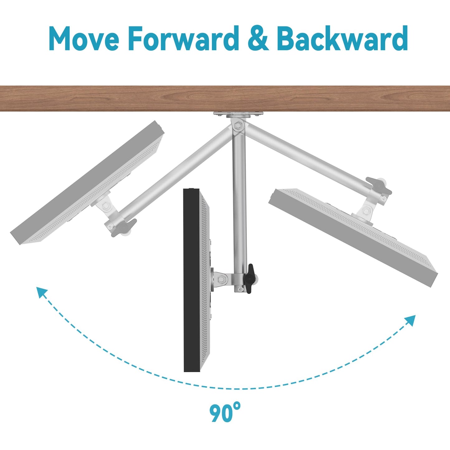Letlar Kitchen Under-Cabinet Mount Compatible with Echo Show 15, Adjustable Height, Rotatable Swivel Tilt Mount, Forward and Stowed for Saving Space