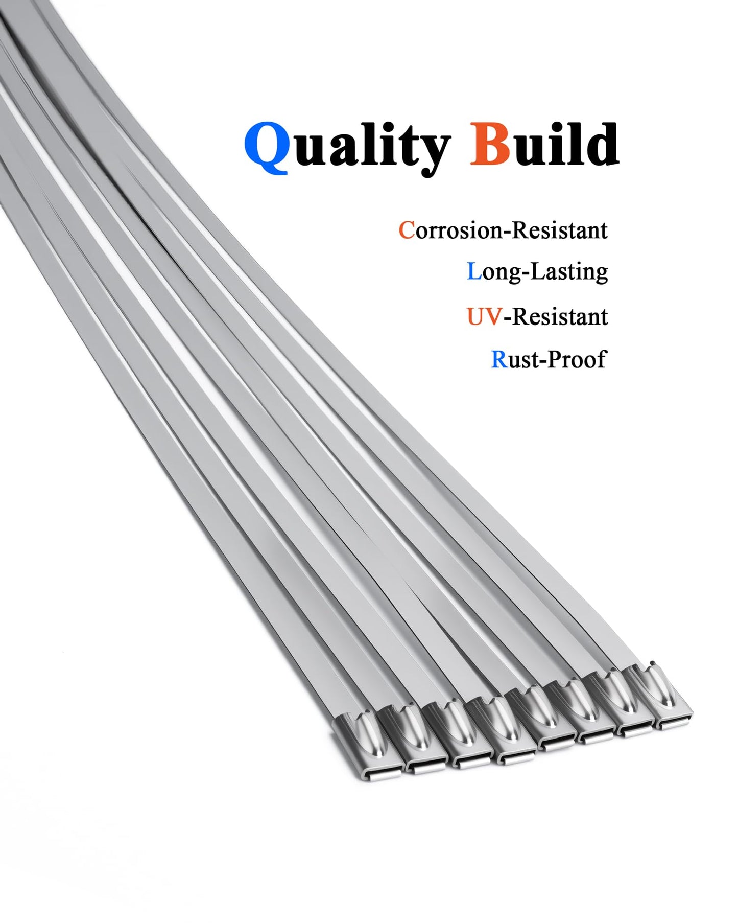 Metal Zip Ties of 100 Pcs, 11.8 inch 304 Stainless Steel Cable Ties, Heavy Duty Metal Zip Ties for Exhaust Wrap, Heat Resistant Fencing Ties.