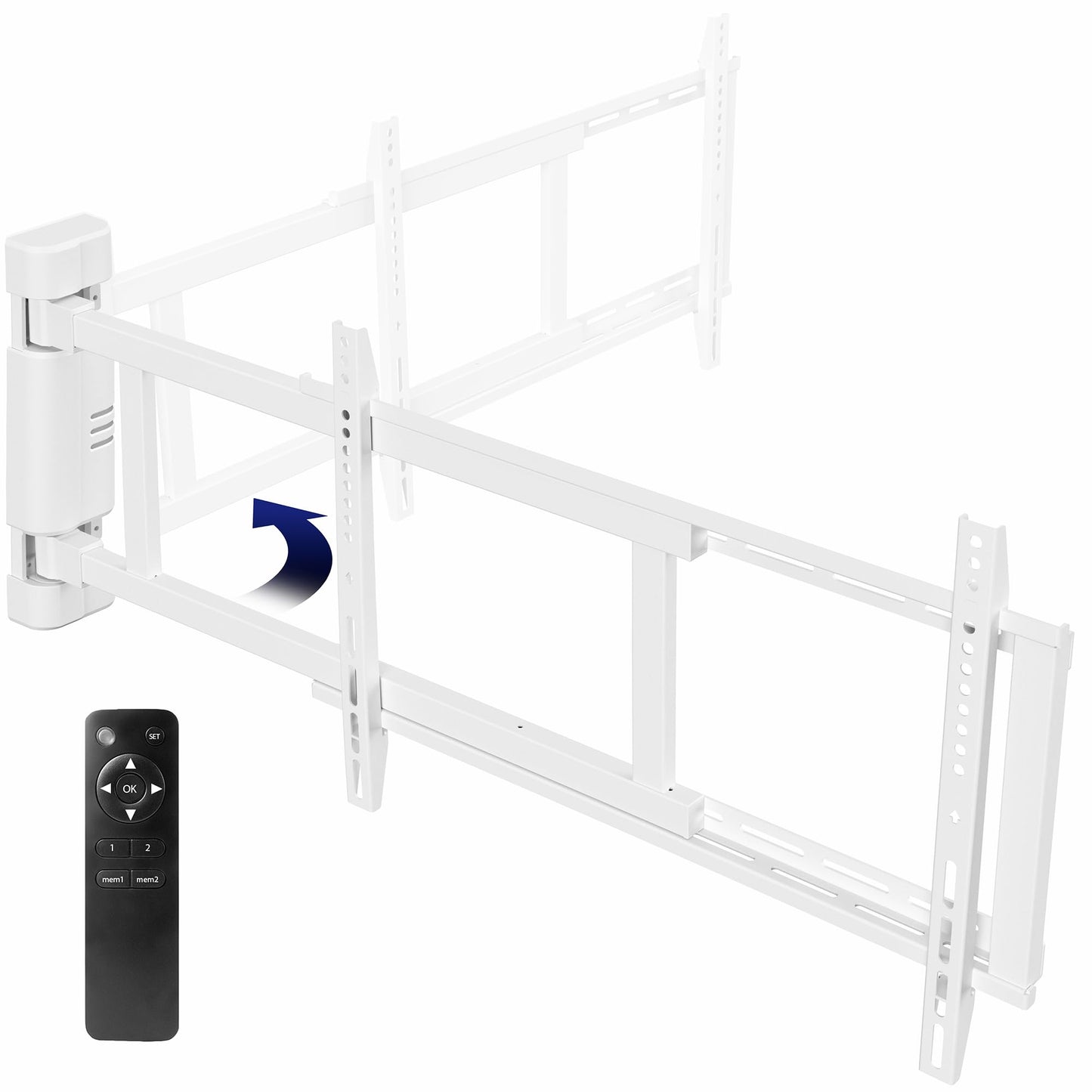 VIVO Steel Low Profile Electric TV Wall Mount for 32 to 75 inch LCD LED Plasma Screens, Motorized Swing TV Bracket with 90 Degree Swivel, White
