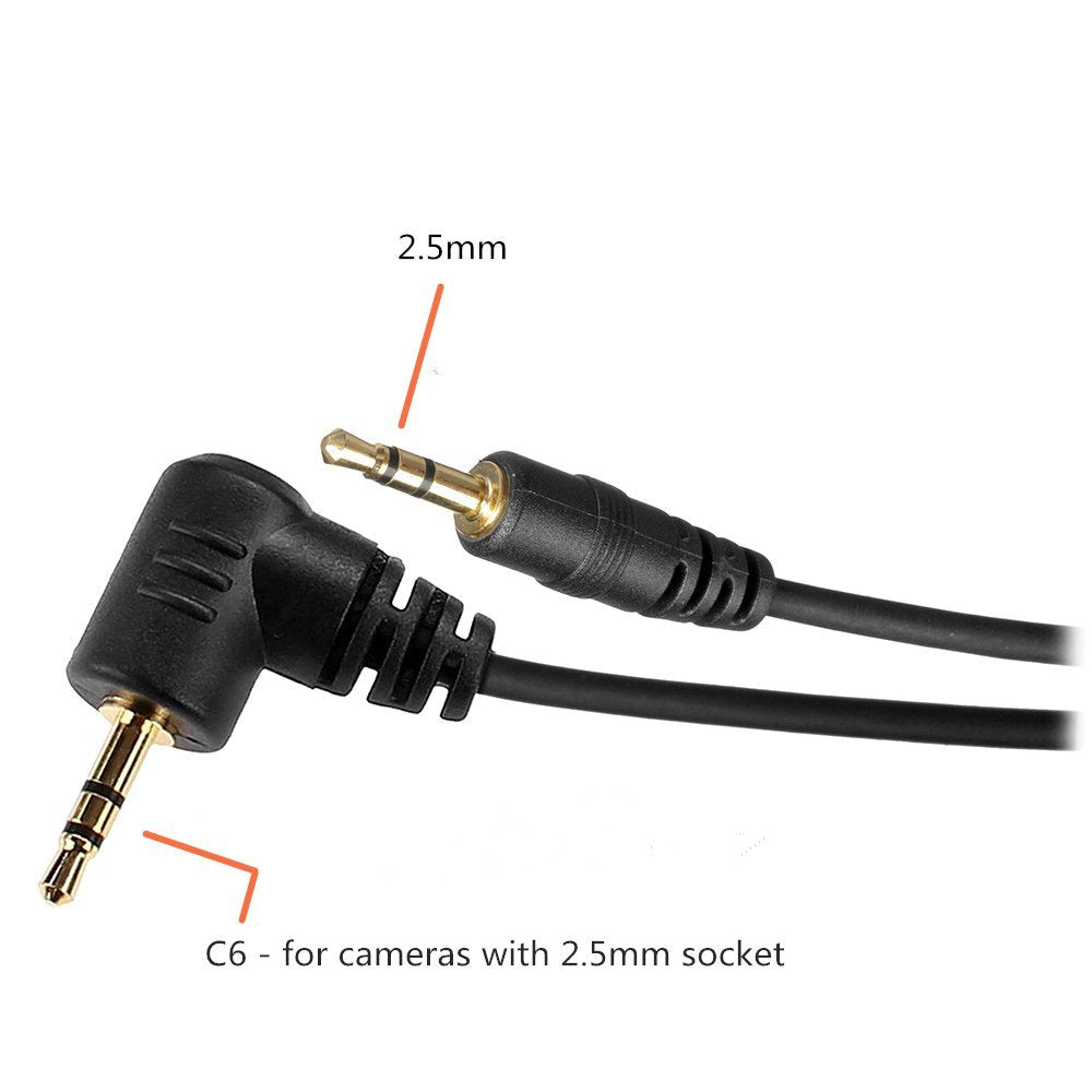 LGSHOP 2.5 mm Off Camera Remote Cable Shutter Release Connecting Cord C6/E3 Camera Connecting Plug Compatible with Canon Rebel PowerShot Pentax