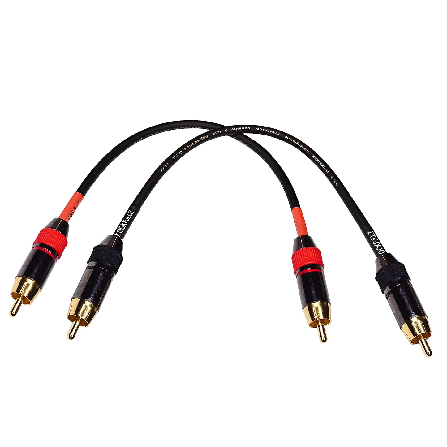 KOOKFJLLZ Premium RCA Audio Cable 1ft - Heavy Duty Gold Plated Male to Male Subwoofer Cable with Low Noise Shielding for Amplifiers & Home Theater