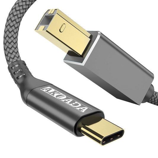 AkoaDa Printer Cable, USB B to USB C Printer Cable 5ft, Type B to Type C Cord Compatible for MIDI Keyboard, MacBook Pro, iPad, HP, Epson, Lexmark
