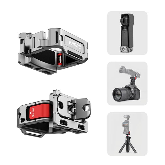 BRDRC Pocket 3 Cage Expansion Adapter, Aluminum Alloy Mount Metal Bracket Attachments with 1/4 Screw Holes, for GoPro Adapter, Cold Shoe, for Osmo