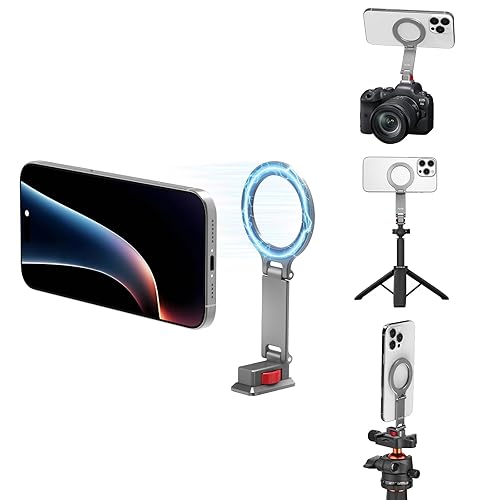 BRDRC Cold Shoe Phone Mount with Arca Port, Tripod Mount for MagSafe Magnetic Hot Shoe Adapter with 1/4" Screw Hole for DJI Ronin Samsung Canon Nikon
