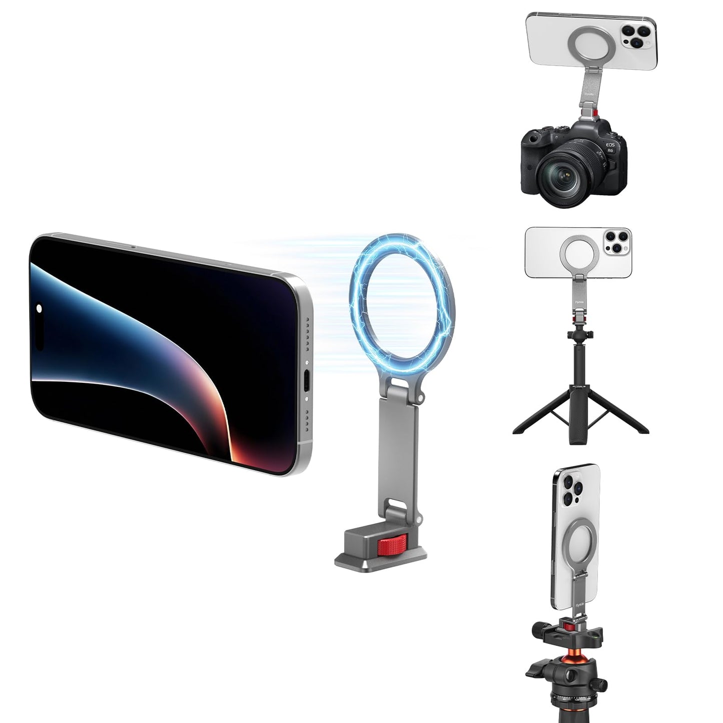 BRDRC Cold Shoe Phone Mount with Arca Port, Tripod Mount for MagSafe Magnetic Hot Shoe Adapter with 1/4" Screw Hole for DJI Ronin Samsung Canon Nikon