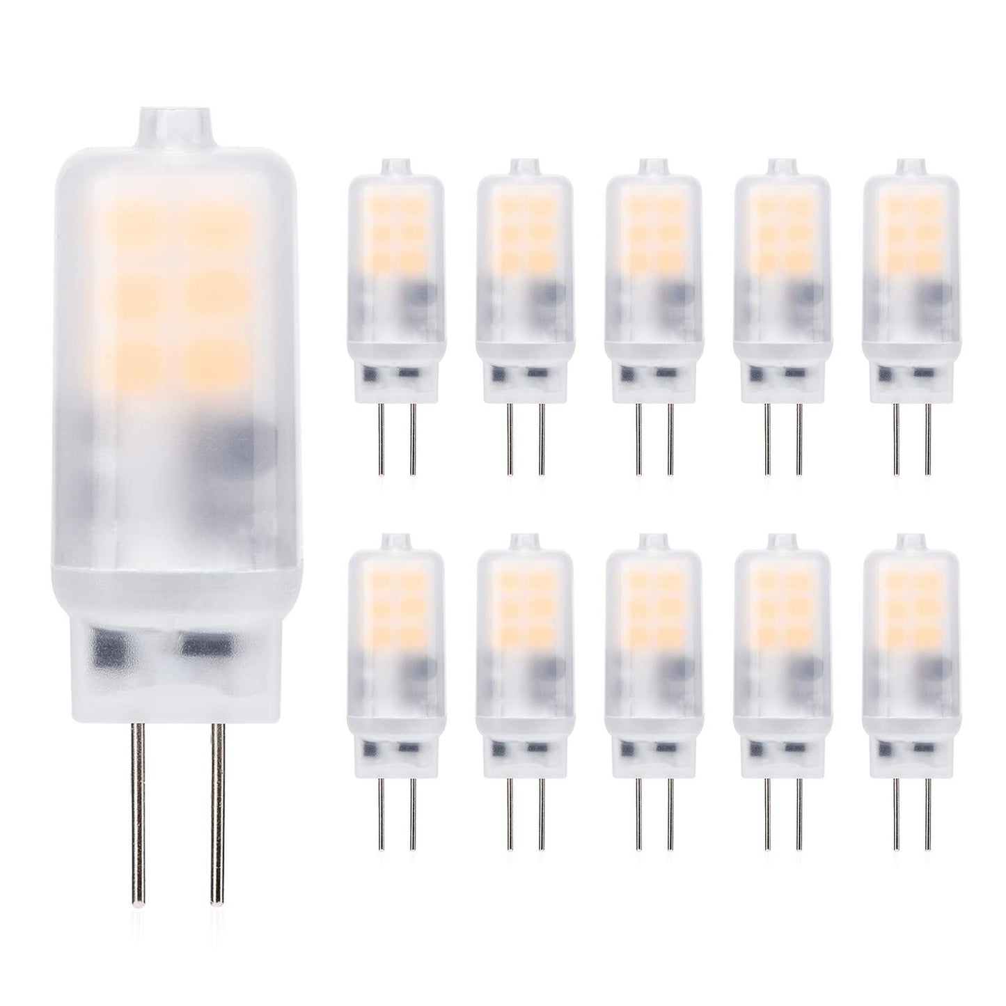 YUIIP G4 LED Light Bulb 2W AC/DC 12V Warm White 2700K G4 Bi-Pin Base Lamp 10W 15W 20W Halogen Bulbs Equivalent for Landscape Chandelier Under Cabinet