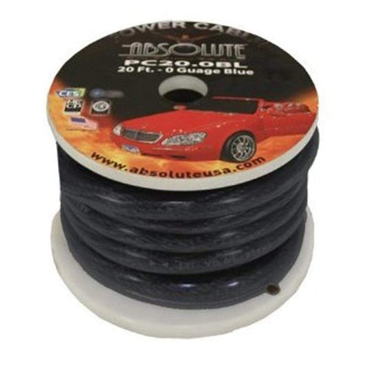Absolute P020BK 0 Gauge Spool Power Wire Cable, 20 Feet (Black)
