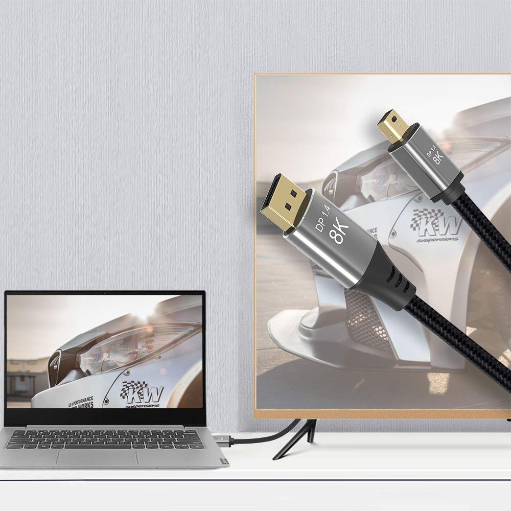 xiwai DisplayPort 1.4 8K 60hz Cable Ultra-HD UHD 4K 144hz Mini DP to DP Cable 76804320 for Video PC Laptop TV (2.0M)