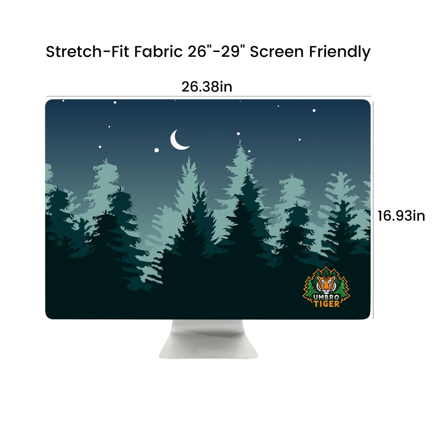 Umbrotiger 27-inch monitor dust cover, elastic polyester sunshade, 26" 27" 28" 29" computer screen cover, LCD/LED/HD panel protective film (Dark Night