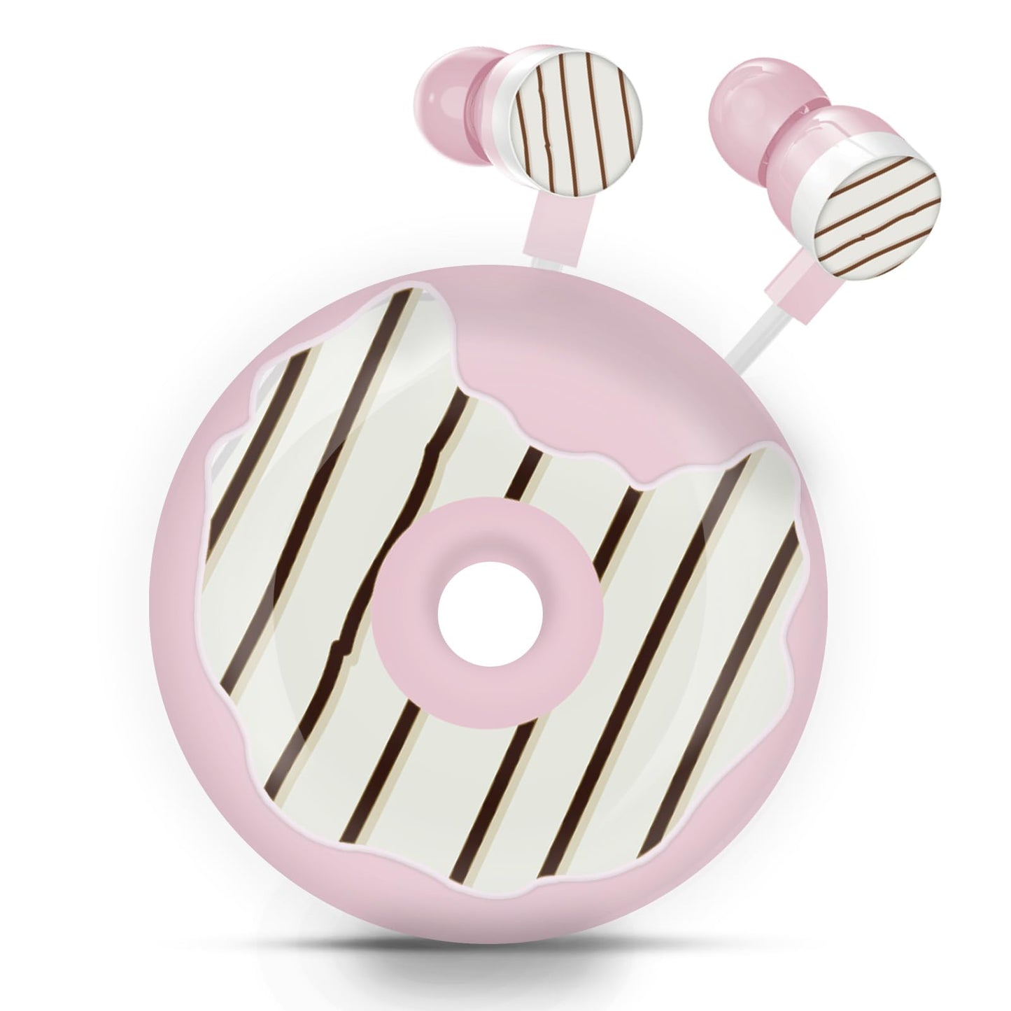QearFun Donut Earbuds for Kids, Cute Earbud & in-Ear Headphones Wired Gift for School Girls and Boys with Microphone and Lovely Earphones Storage Case