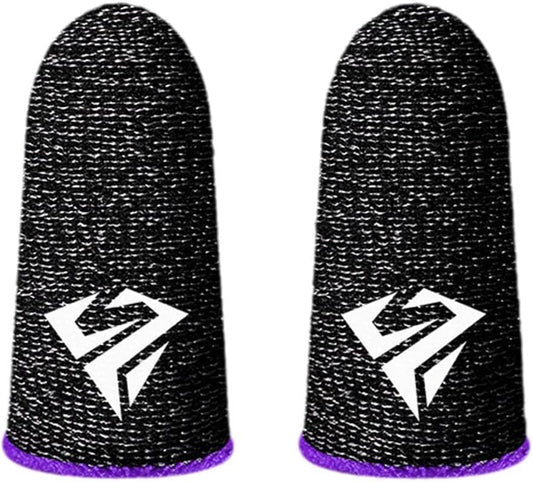 1 Pair for Pubg Mobile Games Gaming Finger Sleeve Breathable Fingertips Sweatproof Fingertip for Mobile Cove Slip, Gaming Accessories (Purple)